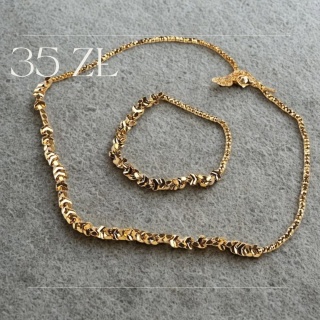 bransoletka + naszyjnik stal nierdzewna złoto