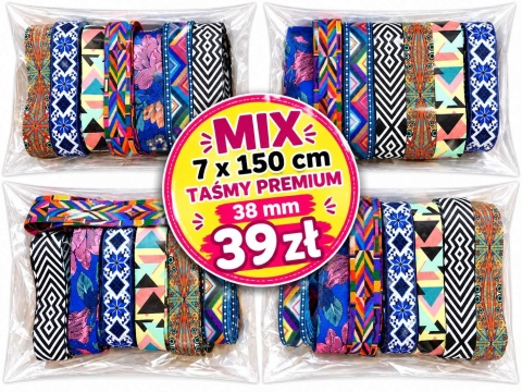 pakiet taśm 38 mm drukowanych premium ponad 7x150 cm