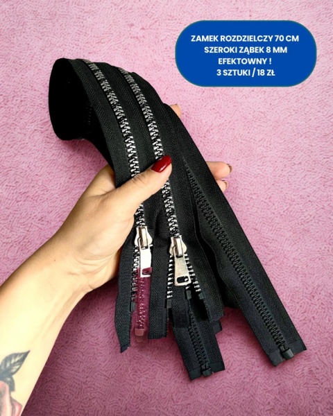 zamek rozdzielczy ozdobny 70 cm czarny 3 sztuki